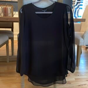 Black blouse with slits on sleeves